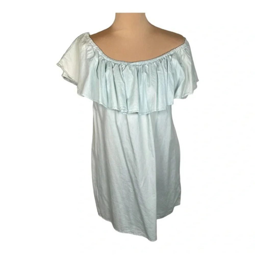 Paradise Off‎ The Shoulder Light Blue Ruffle Dress Small